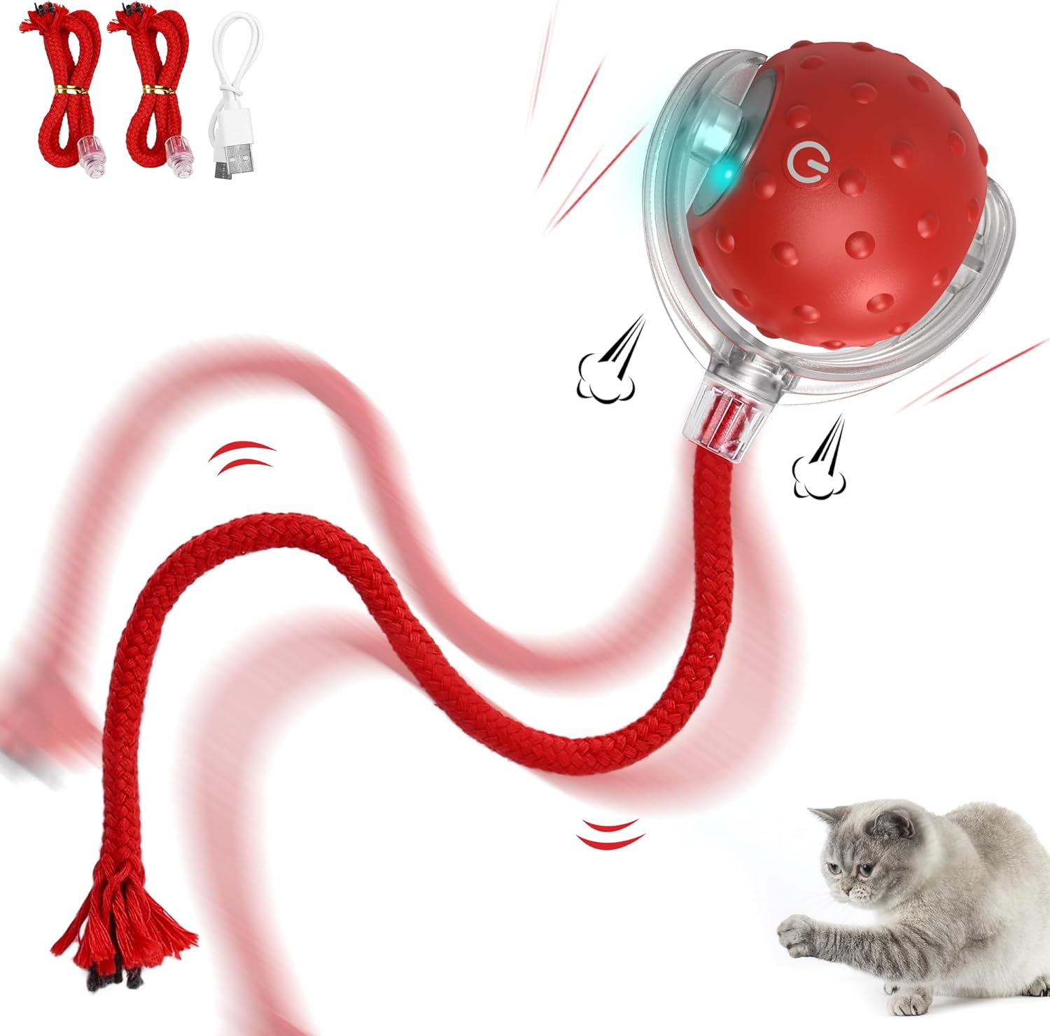 Juguetes interactivos eléctricos para gatos con cuerda larga